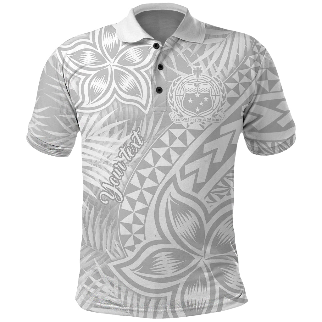 Personalised Samoa Lotu Tamait Polo Shirt Tropical Plant White Sunday With Polynesia Pattern LT9 White - Polynesian Pride