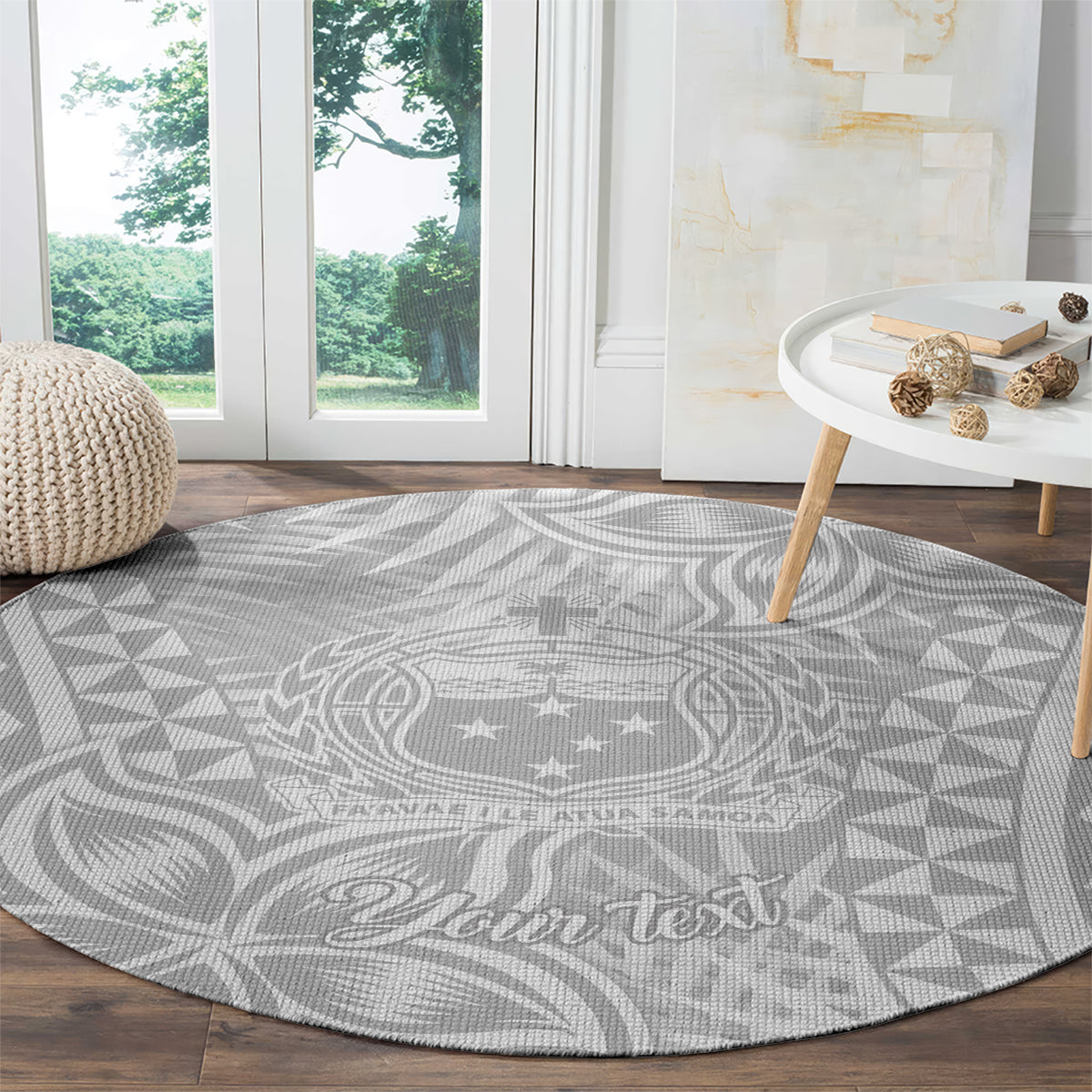 Personalised Samoa Lotu Tamait Round Carpet Tropical Plant White Sunday With Polynesia Pattern LT9 - Polynesian Pride