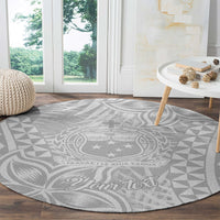 Personalised Samoa Lotu Tamait Round Carpet Tropical Plant White Sunday With Polynesia Pattern LT9 - Polynesian Pride