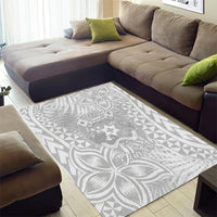 Personalised Tonga White Sunday Area Rug Tropical Plant With Polynesian Pattern LT9 - Polynesian Pride