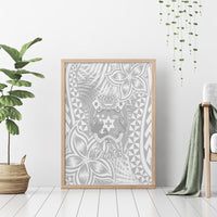 Personalised Tonga White Sunday Canvas Wall Art Tropical Plant With Polynesian Pattern LT9 - Polynesian Pride