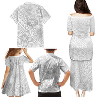 Personalised Tonga White Sunday Family Matching Puletasi Dress and Hawaiian Shirt Tropical Plant With Polynesian Pattern LT9 - Polynesian Pride