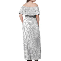 Personalised Tonga White Sunday Off Shoulder Maxi Dress Tropical Plant With Polynesian Pattern LT9 - Polynesian Pride