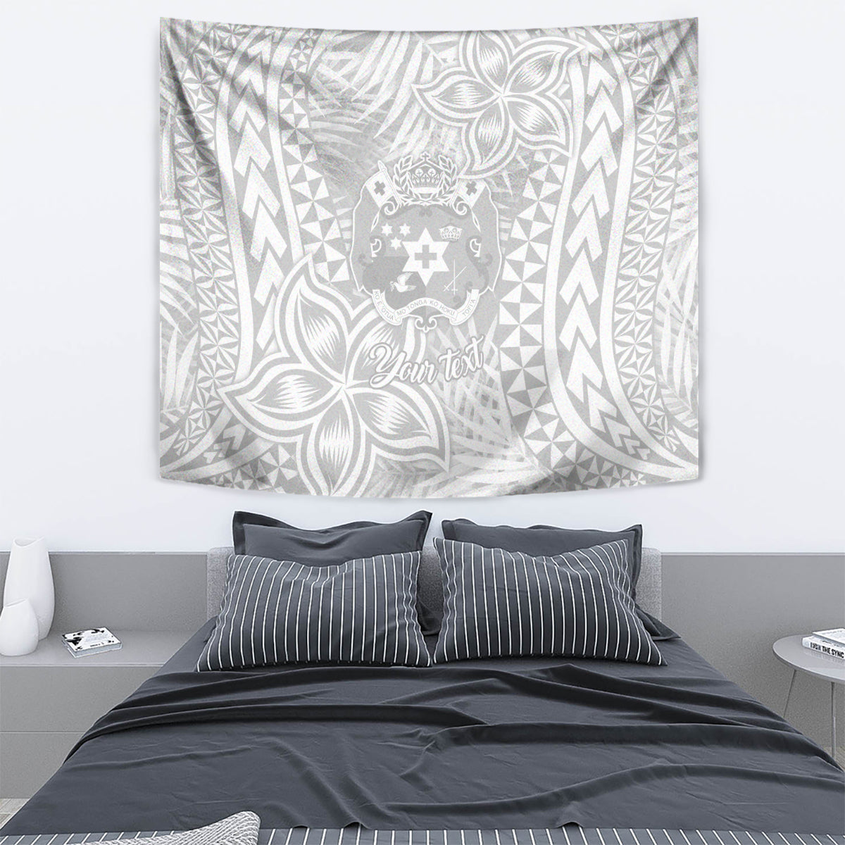 Personalised Tonga White Sunday Tapestry Tropical Plant With Polynesian Pattern LT9 - Polynesian Pride