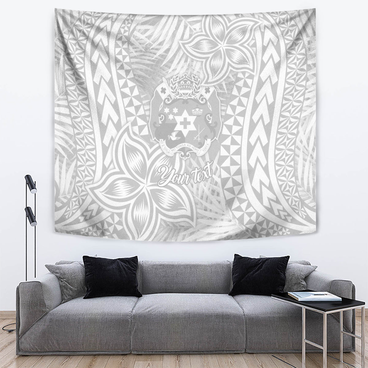 Personalised Tonga White Sunday Tapestry Tropical Plant With Polynesian Pattern LT9 - Polynesian Pride