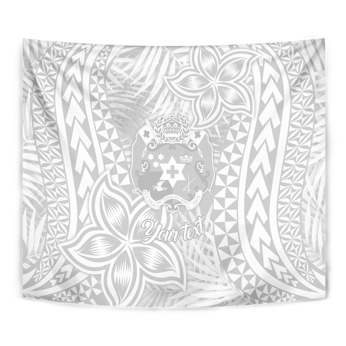 Personalised Tonga White Sunday Tapestry Tropical Plant With Polynesian Pattern LT9 - Polynesian Pride
