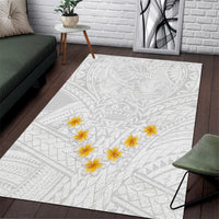 Tonga White Sunday Area Rug Polynesian Plumeria Tribal Simple LT9 White - Polynesian Pride