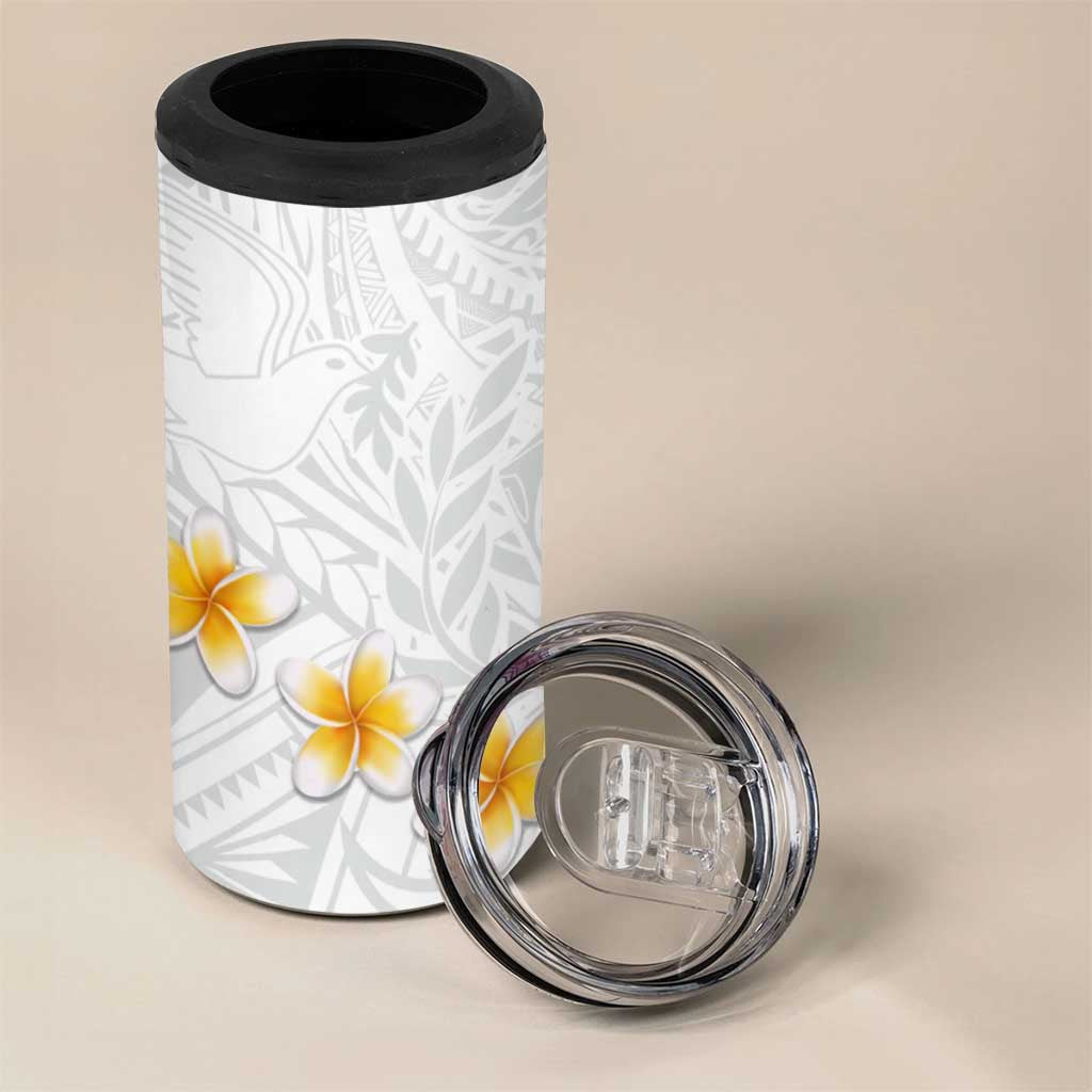Tonga White Sunday 4 in 1 Can Cooler Tumbler Polynesian Tribal Simple