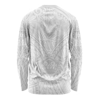 Tonga White Sunday Long Sleeve Shirt Polynesian Plumeria Tribal Simple LT9 - Polynesian Pride