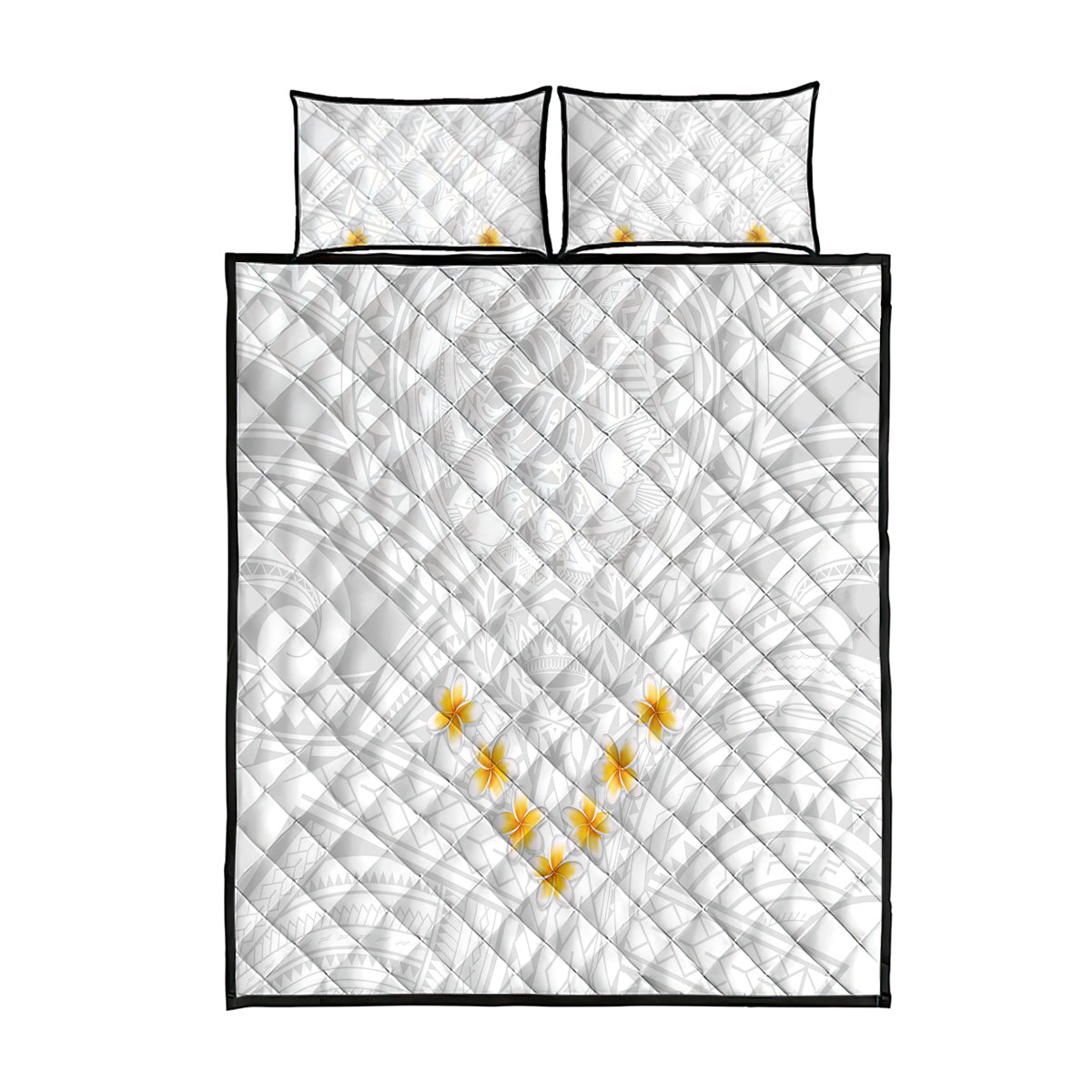 Tonga White Sunday Quilt Bed Set Polynesian Plumeria Tribal Simple LT9 White - Polynesian Pride