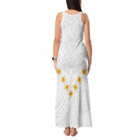 Tonga White Sunday Tank Maxi Dress Polynesian Plumeria Tribal Simple LT9 - Polynesian Pride
