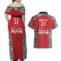 Custom Tonga Rugby Mate Ma'a Couples Matching Off Shoulder Maxi Dress and Hawaiian Shirt Tonga XIII Make History Pacific Champions LT9 - Polynesian Pride