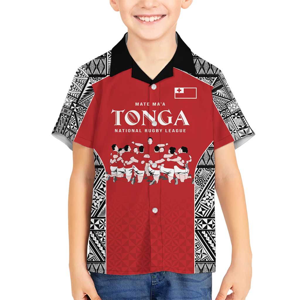Custom Tonga Rugby Mate Ma'a Family Matching Puletasi and Hawaiian Shirt Tonga XIII Make History Pacific Champions LT9 Son's Shirt Red - Polynesian Pride