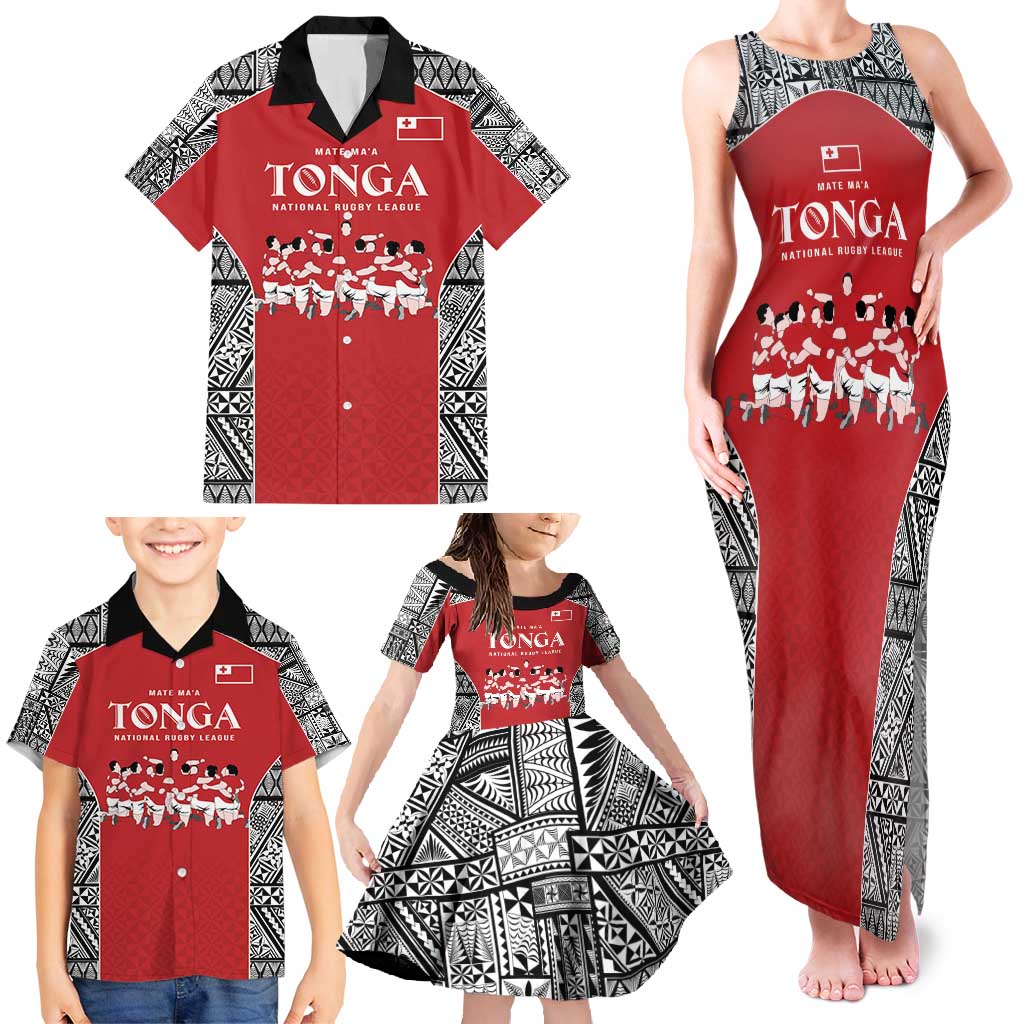 Custom Tonga Rugby Mate Ma'a Family Matching Tank Maxi Dress and Hawaiian Shirt Tonga XIII Make History Pacific Champions