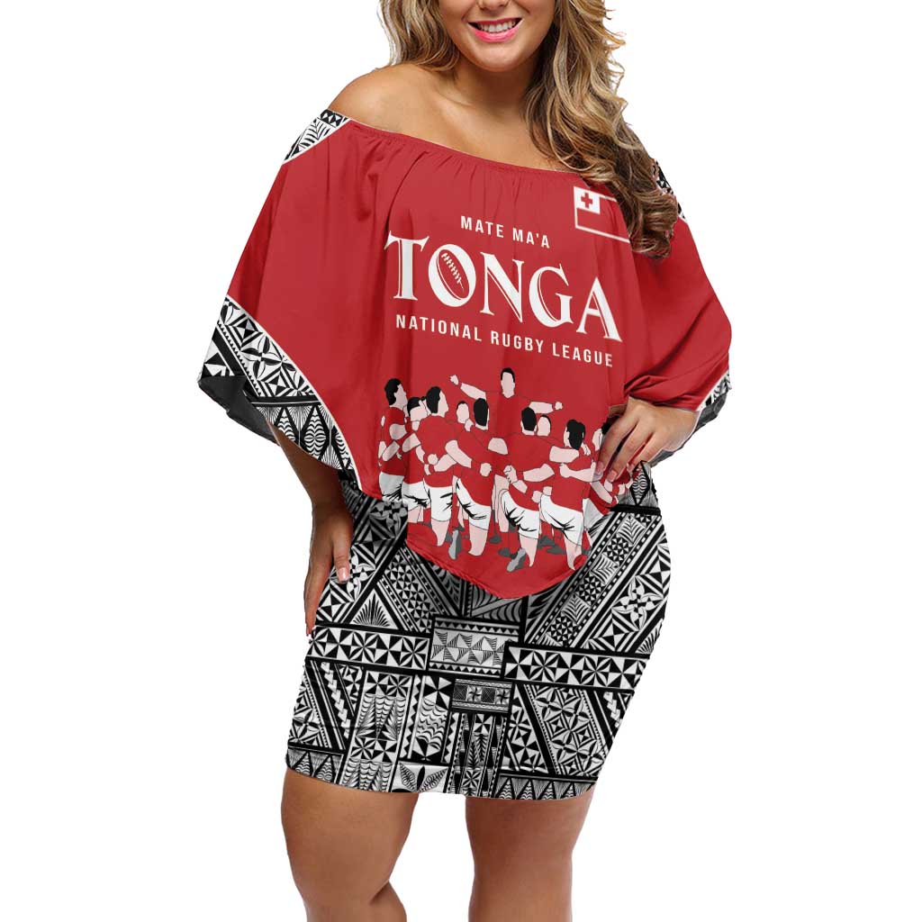 Custom Tonga Rugby Mate Ma'a Off Shoulder Short Dress Tonga XIII Make History Pacific Champions