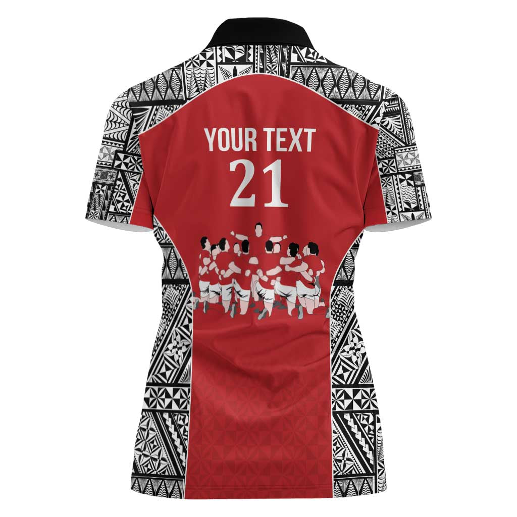 Custom Tonga Rugby Mate Ma'a Women Polo Shirt Tonga XIII Make History Pacific Champions