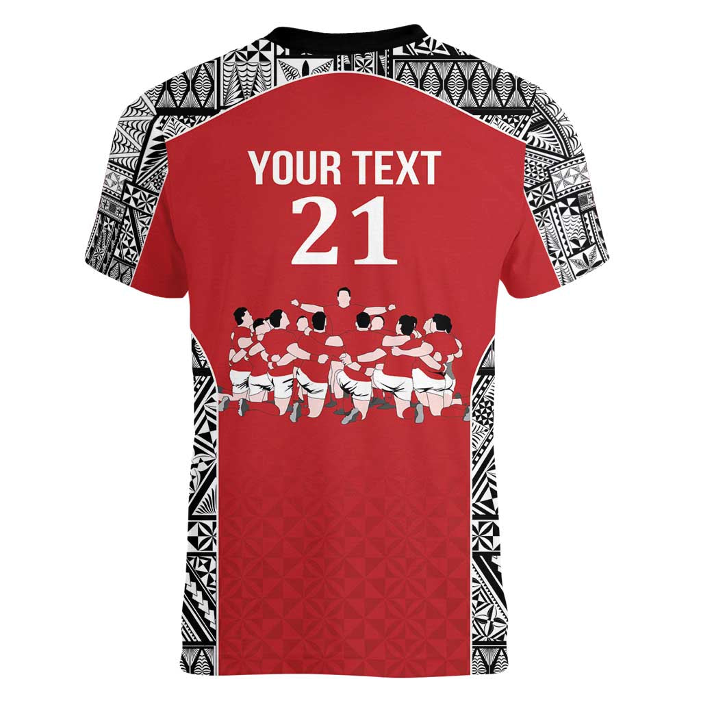 Custom Tonga Rugby Mate Ma'a Women V-Neck T-Shirt Tonga XIII Make History Pacific Champions LT9 - Polynesian Pride