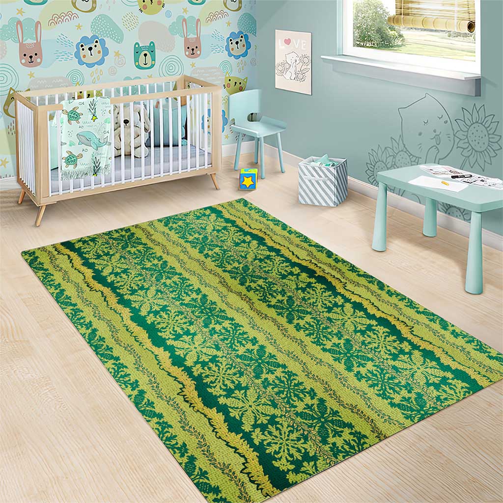 Hawaii Lei with Tribal Quilt Motif Area Rug