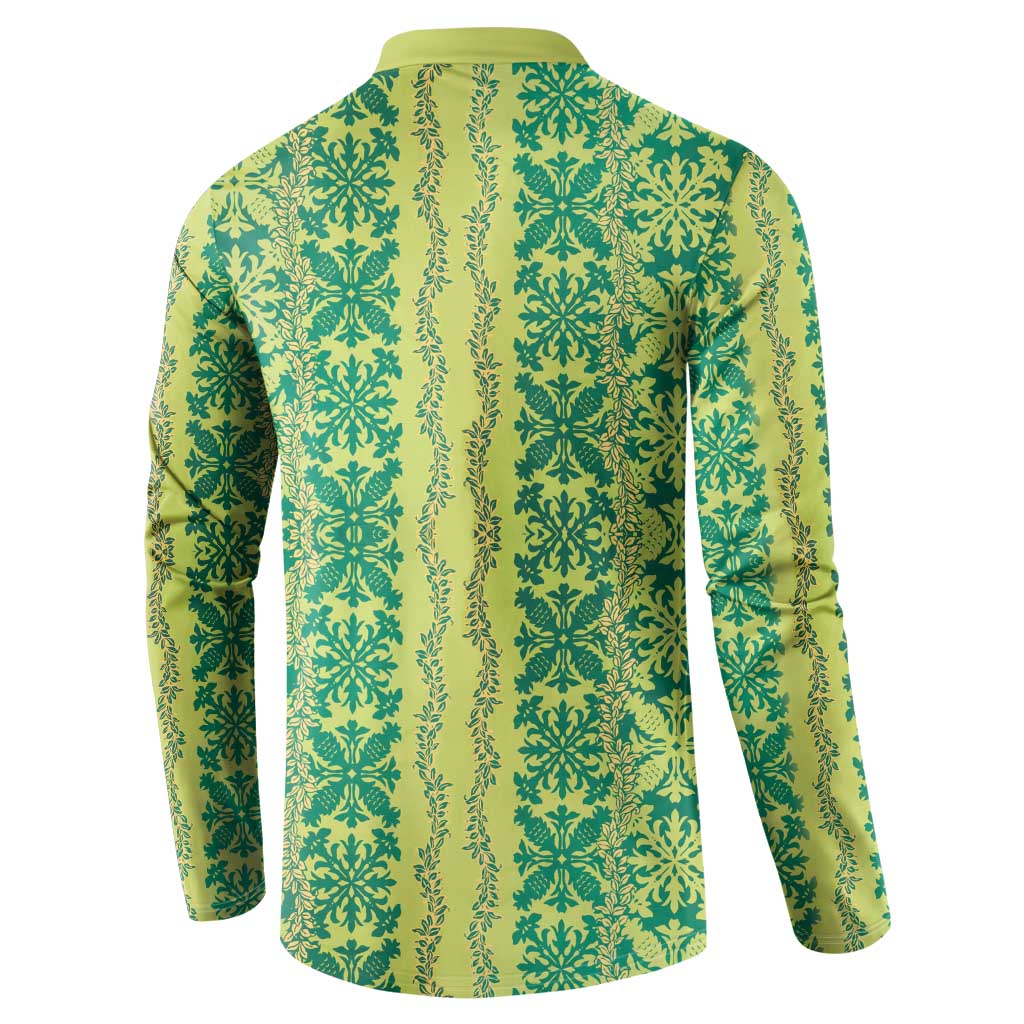 Hawaii Lei with Tribal Quilt Motif Button Sweatshirt