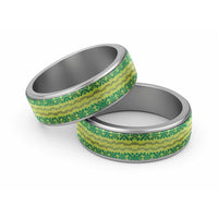 Hawaii Lei with Tribal Quilt Motif Classic Ring LT9 Sliver Green - Polynesian Pride