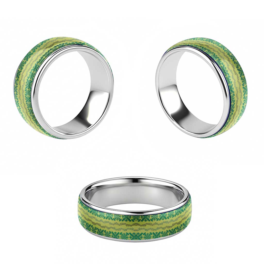 Hawaii Lei with Tribal Quilt Motif Classic Ring LT9 - Polynesian Pride