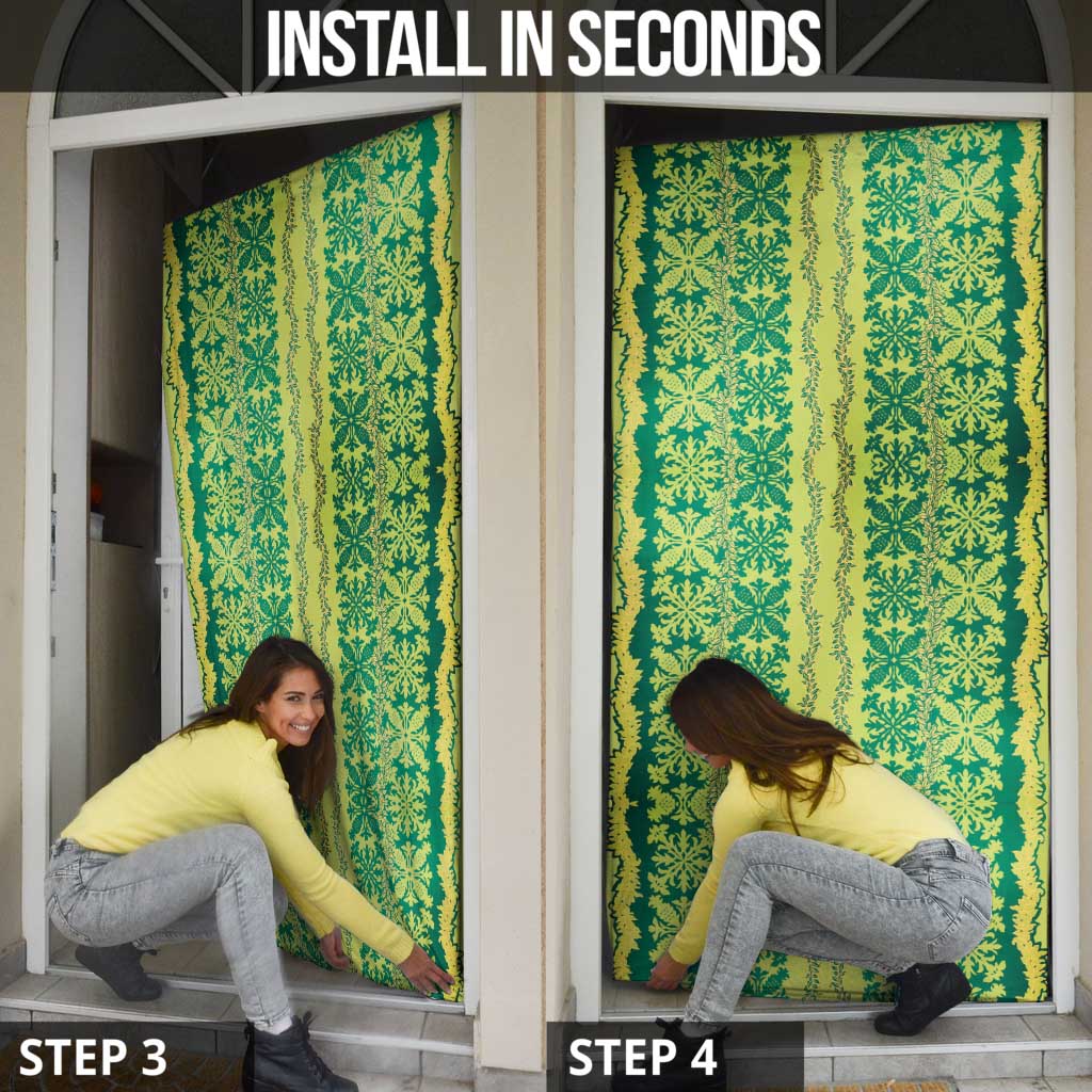 Hawaii Lei with Tribal Quilt Motif Door Cover - Polynesian Pride