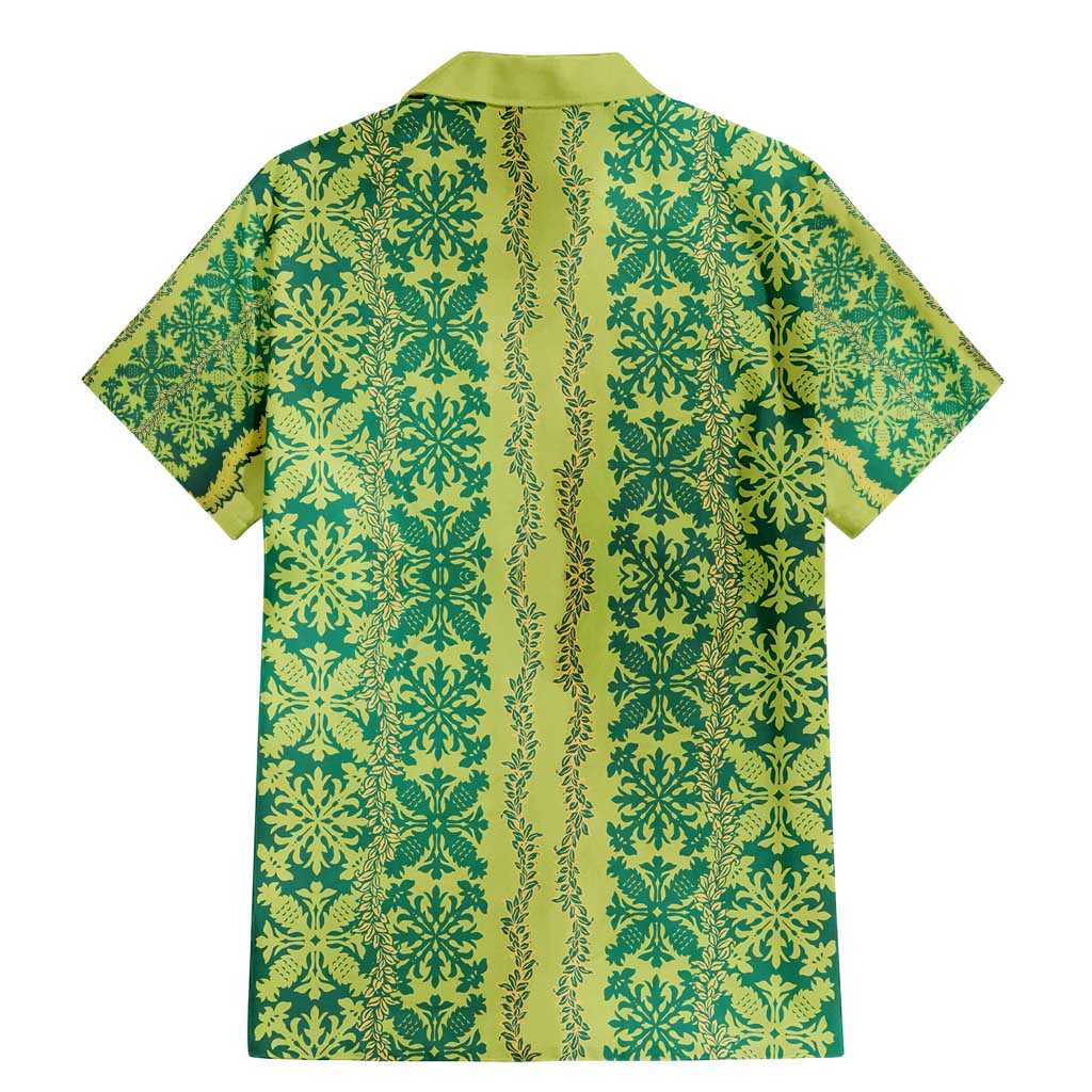 Hawaii Lei with Tribal Quilt Motif Family Matching Mermaid Dress and Hawaiian Shirt