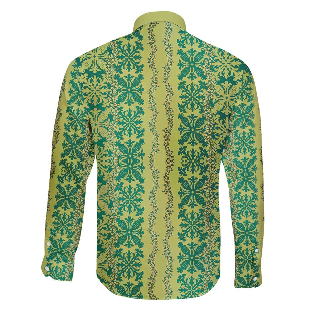 Hawaii Lei with Tribal Quilt Motif Family Matching Off Shoulder Short Dress and Hawaiian Shirt