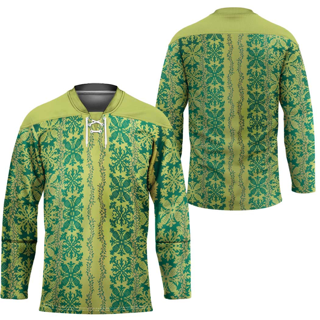 Hawaii Lei with Tribal Quilt Motif Hockey Jersey - Polynesian Pride