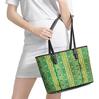 Hawaii Lei with Tribal Quilt Motif Leather Tote Bag LT9 - Polynesian Pride