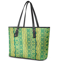 Hawaii Lei with Tribal Quilt Motif Leather Tote Bag LT9 - Polynesian Pride