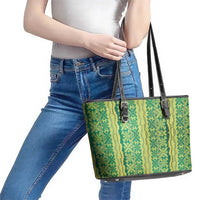 Hawaii Lei with Tribal Quilt Motif Leather Tote Bag LT9 - Polynesian Pride