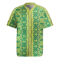 Hawaii Lei with Tribal Quilt Motif Rugby Jersey LT9 Green - Polynesian Pride