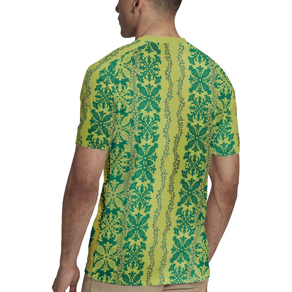 Hawaii Lei with Tribal Quilt Motif Rugby Jersey LT9 - Polynesian Pride