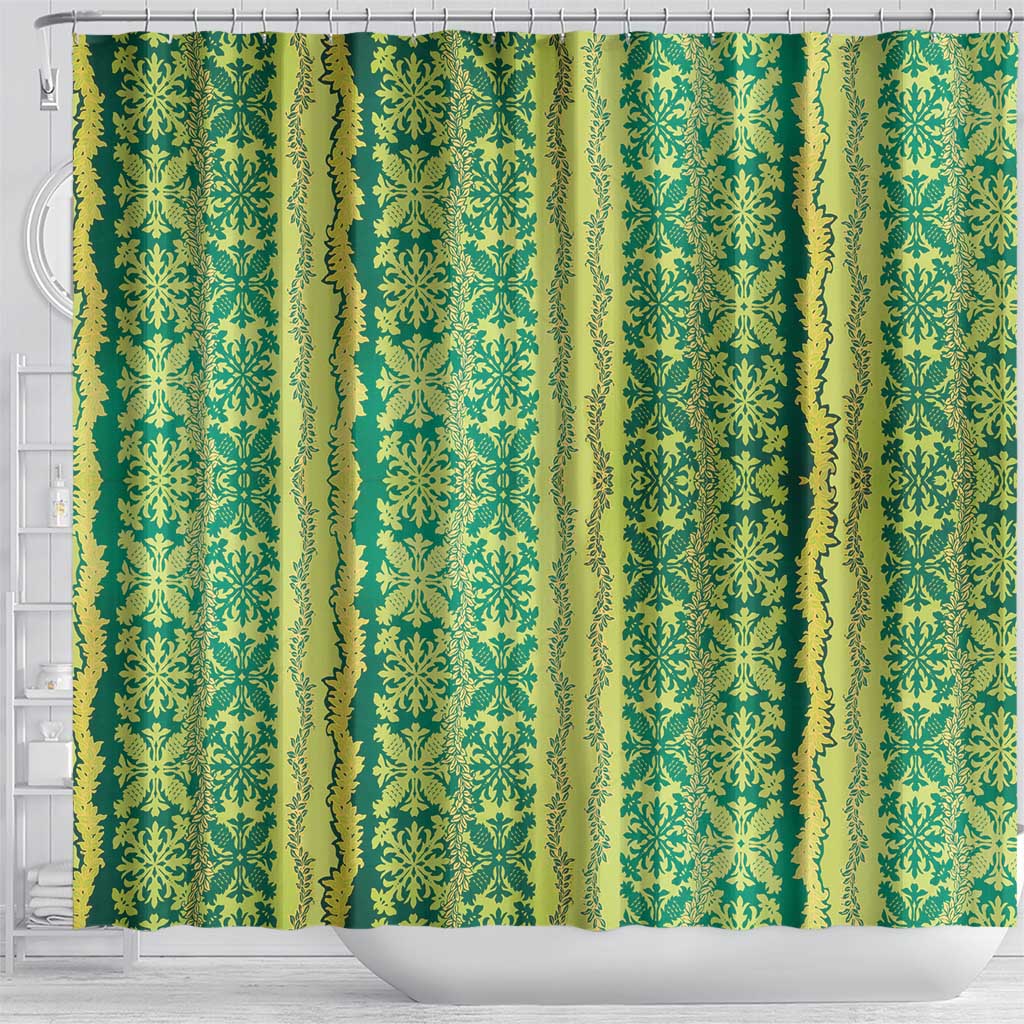 Hawaii Lei with Tribal Quilt Motif Shower Curtain