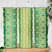 Hawaii Lei with Tribal Quilt Motif Skinny Tumbler