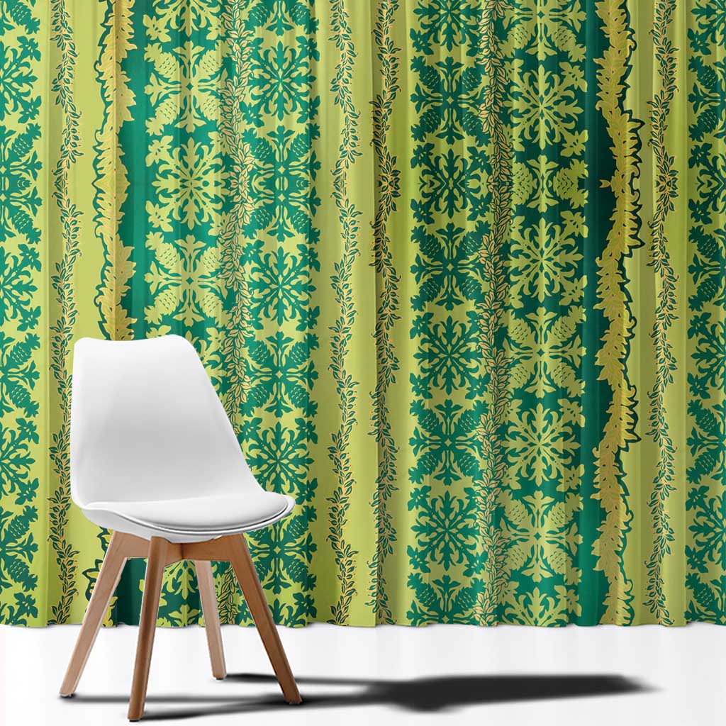 Hawaii Lei with Tribal Quilt Motif Window Curtain