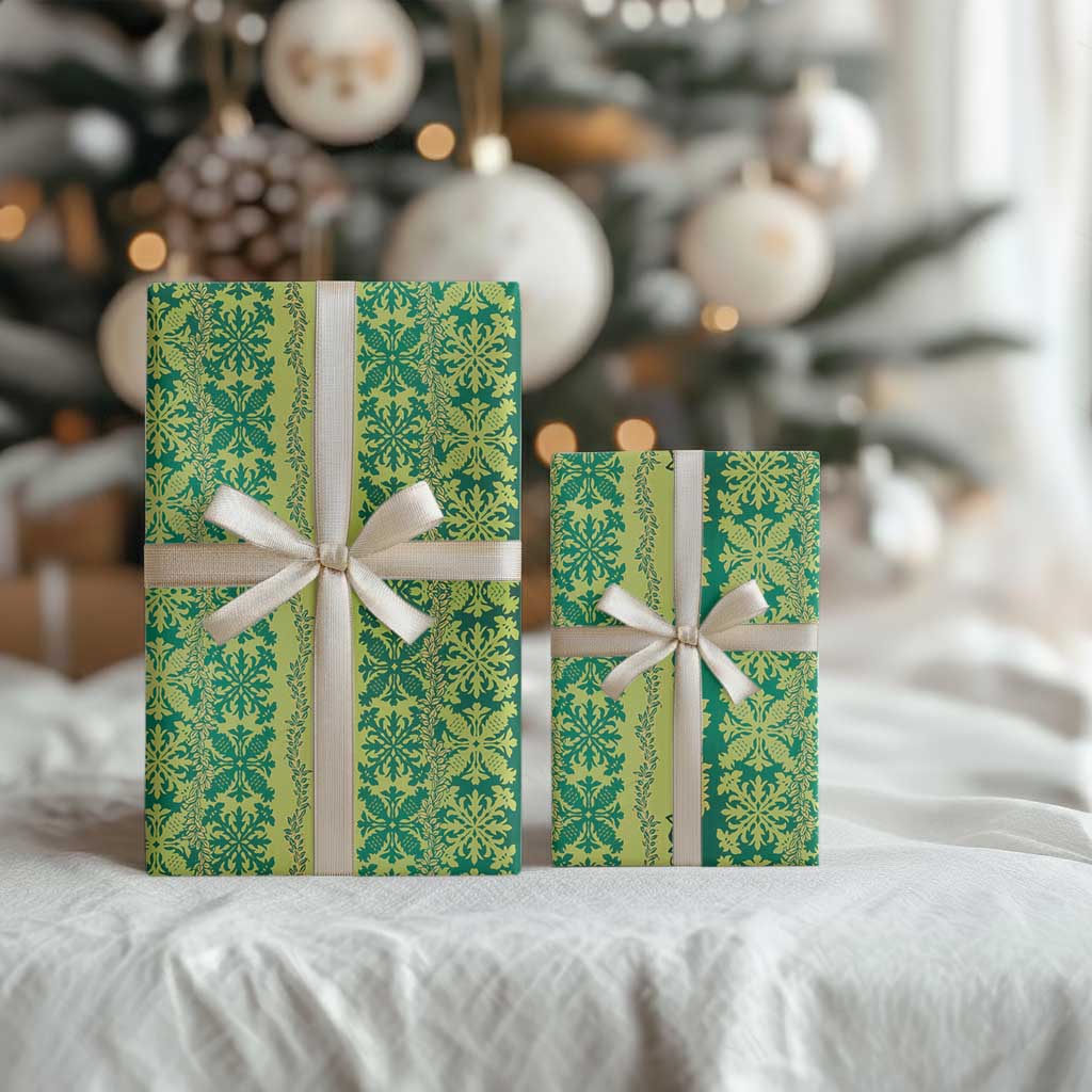 Hawaii Lei with Tribal Quilt Motif Wrapping Paper - Polynesian Pride