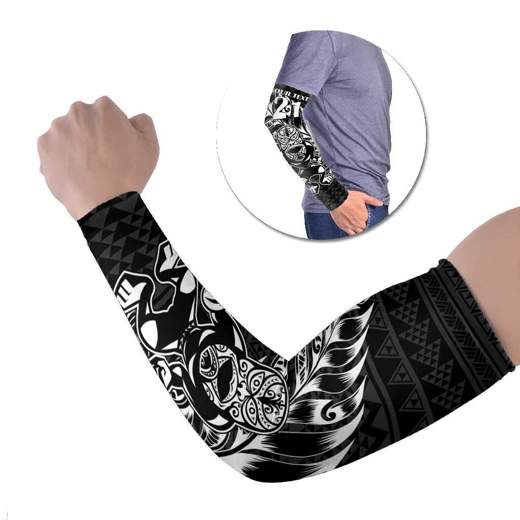 New Zealand Rugby Warrior Custom Arm Sleeves Black Fern Taniko Motif - Polynesian Pride