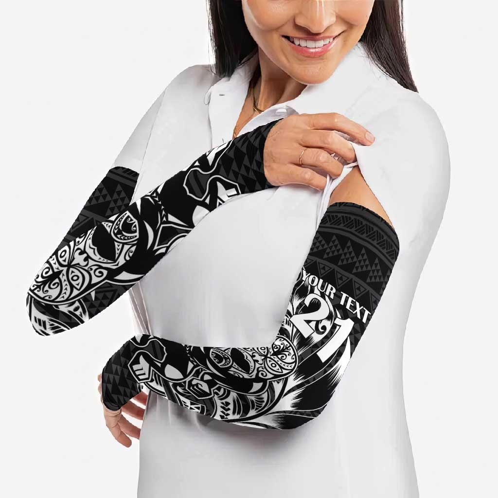 New Zealand Rugby Warrior Custom Arm Sleeves Black Fern Taniko Motif - Polynesian Pride