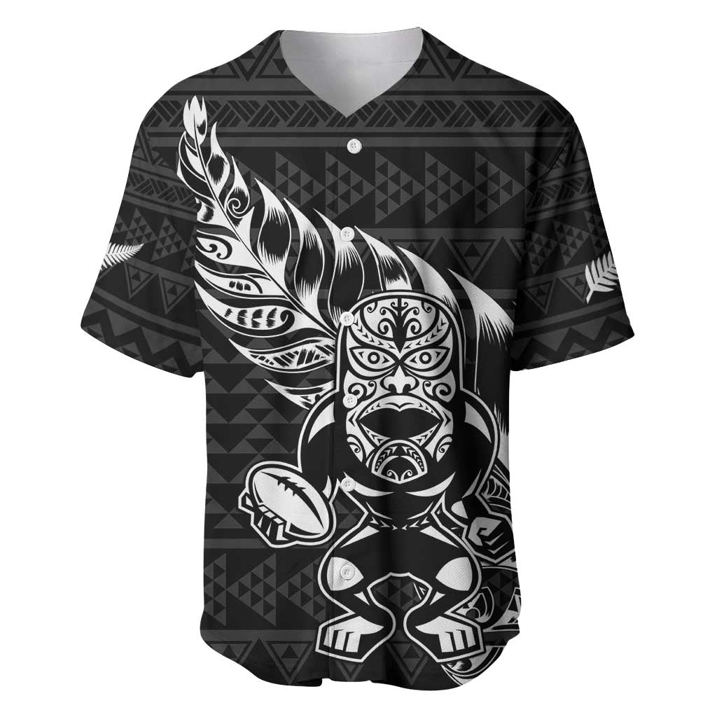 New Zealand Rugby Warrior Custom Baseball Jersey Black Fern Taniko Motif