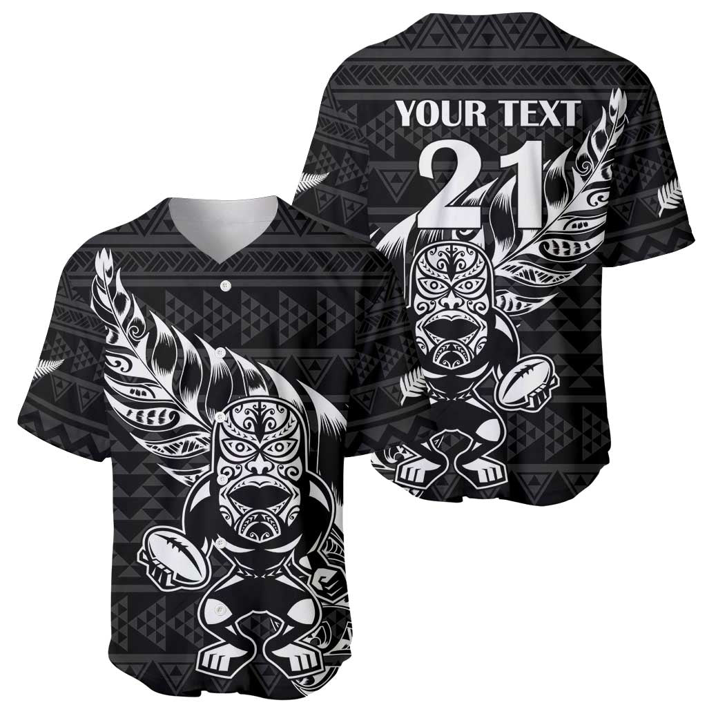 New Zealand Rugby Warrior Custom Baseball Jersey Black Fern Taniko Motif