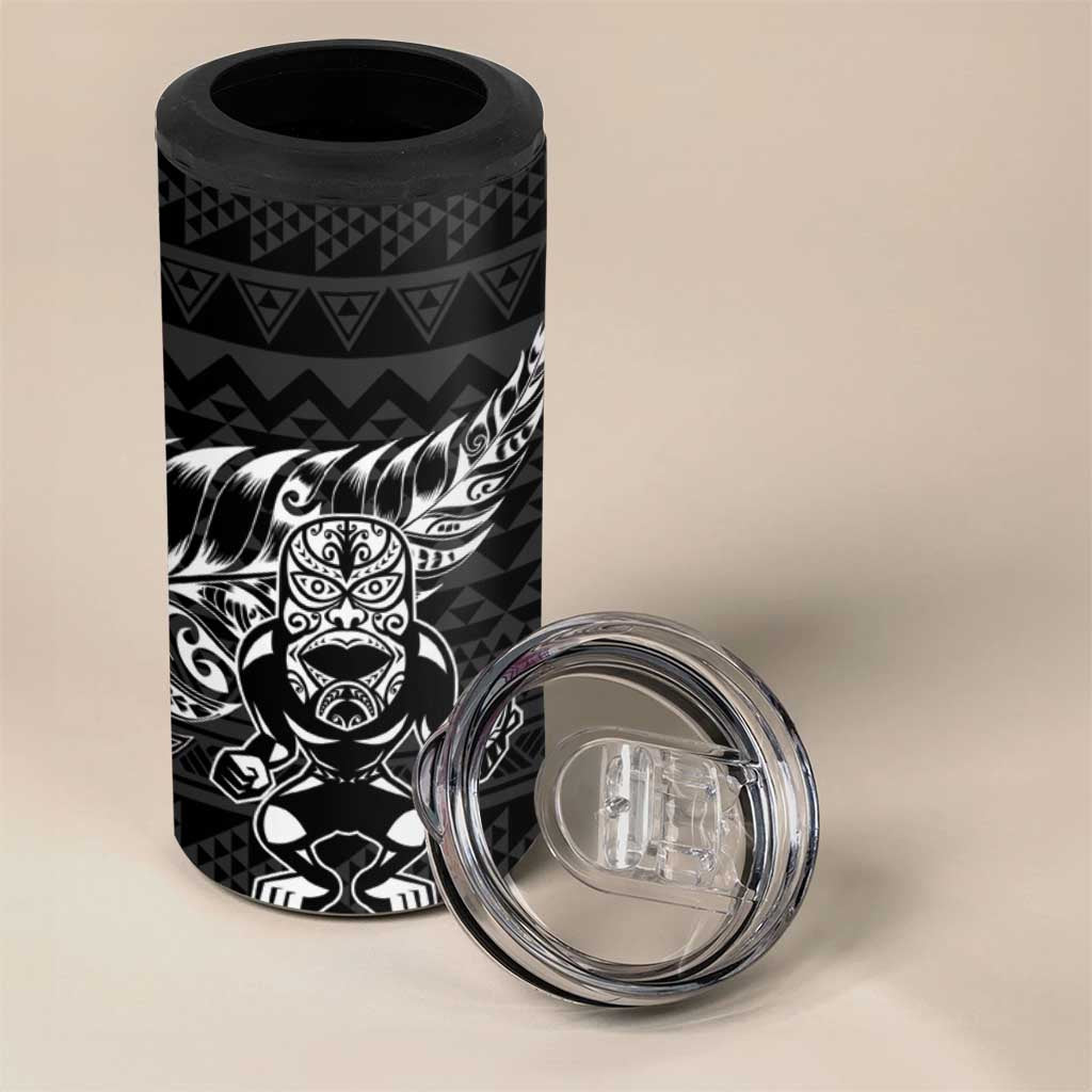 New Zealand Rugby Warrior Custom 4 in 1 Can Cooler Tumbler Black Fern Taniko Motif