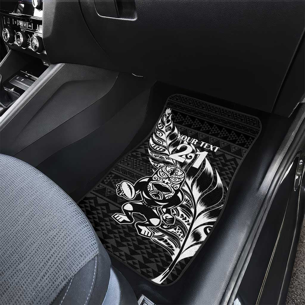 New Zealand Rugby Warrior Custom Car Mats Black Fern Taniko Motif