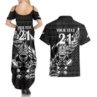 New Zealand Rugby Warrior Custom Couples Matching Summer Maxi Dress and Hawaiian Shirt Black Fern Taniko Motif LT9 - Polynesian Pride