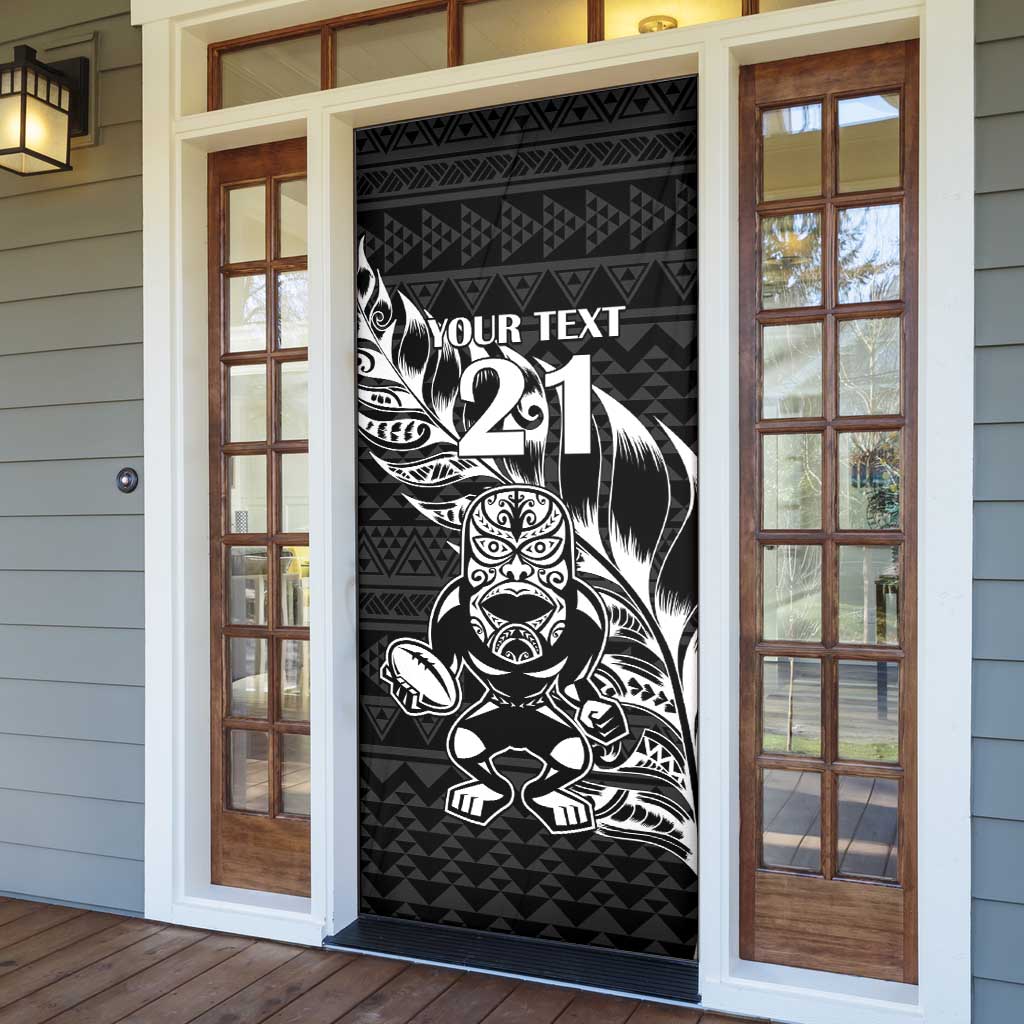 New Zealand Rugby Warrior Custom Door Cover Black Fern Taniko Motif - Polynesian Pride