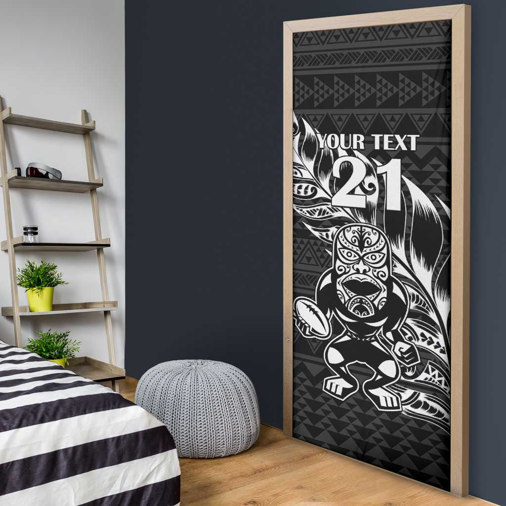 New Zealand Rugby Warrior Custom Door Cover Black Fern Taniko Motif - Polynesian Pride