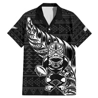 New Zealand Rugby Warrior Custom Family Matching Mermaid Dress and Hawaiian Shirt Black Fern Taniko Motif LT9 Dad's Shirt - Short Sleeve Black - Polynesian Pride