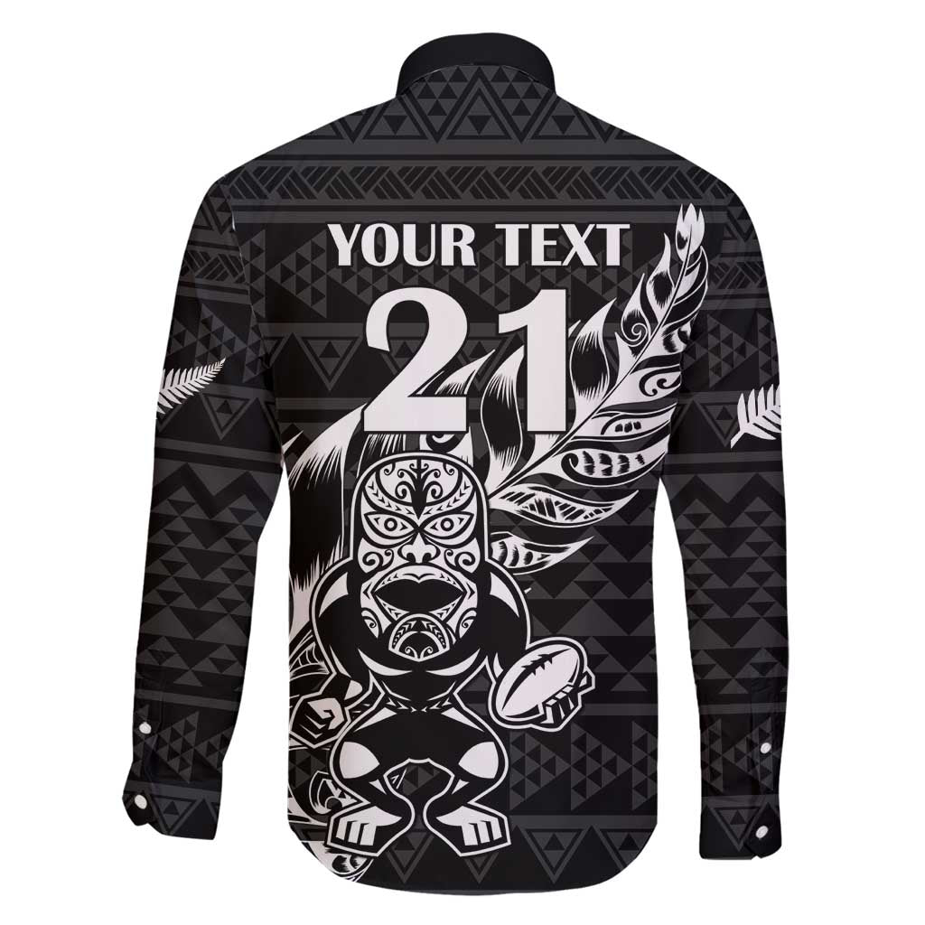 New Zealand Rugby Warrior Custom Family Matching Off Shoulder Maxi Dress and Hawaiian Shirt Black Fern Taniko Motif