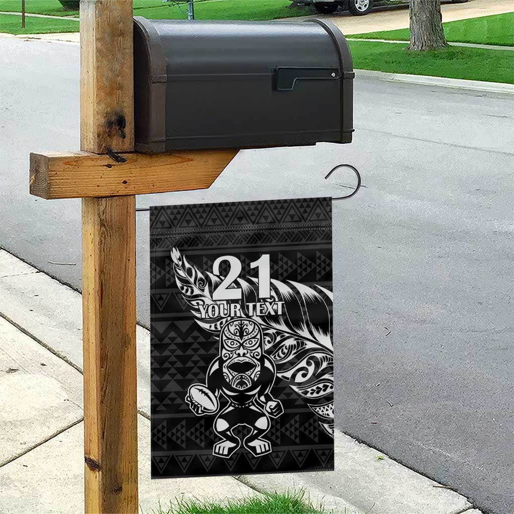 New Zealand Rugby Warrior Custom Garden Flag Black Fern Taniko Motif